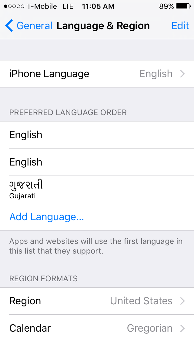 Gujarati in iOS