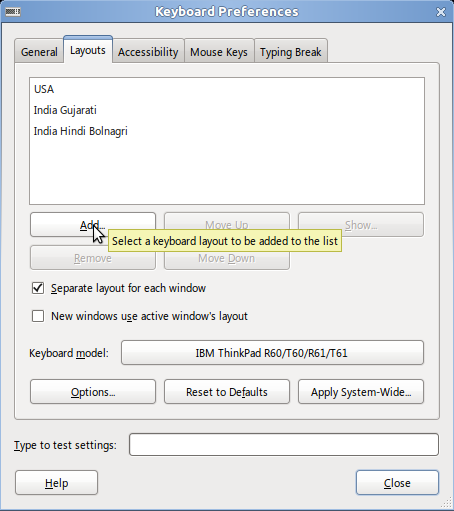 Linux Keyboard Add